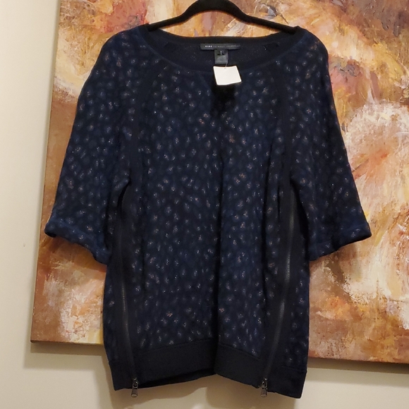 Sz L oversized NWT $595 Marc by Marc Jacobs Navy Gold Women's Top
